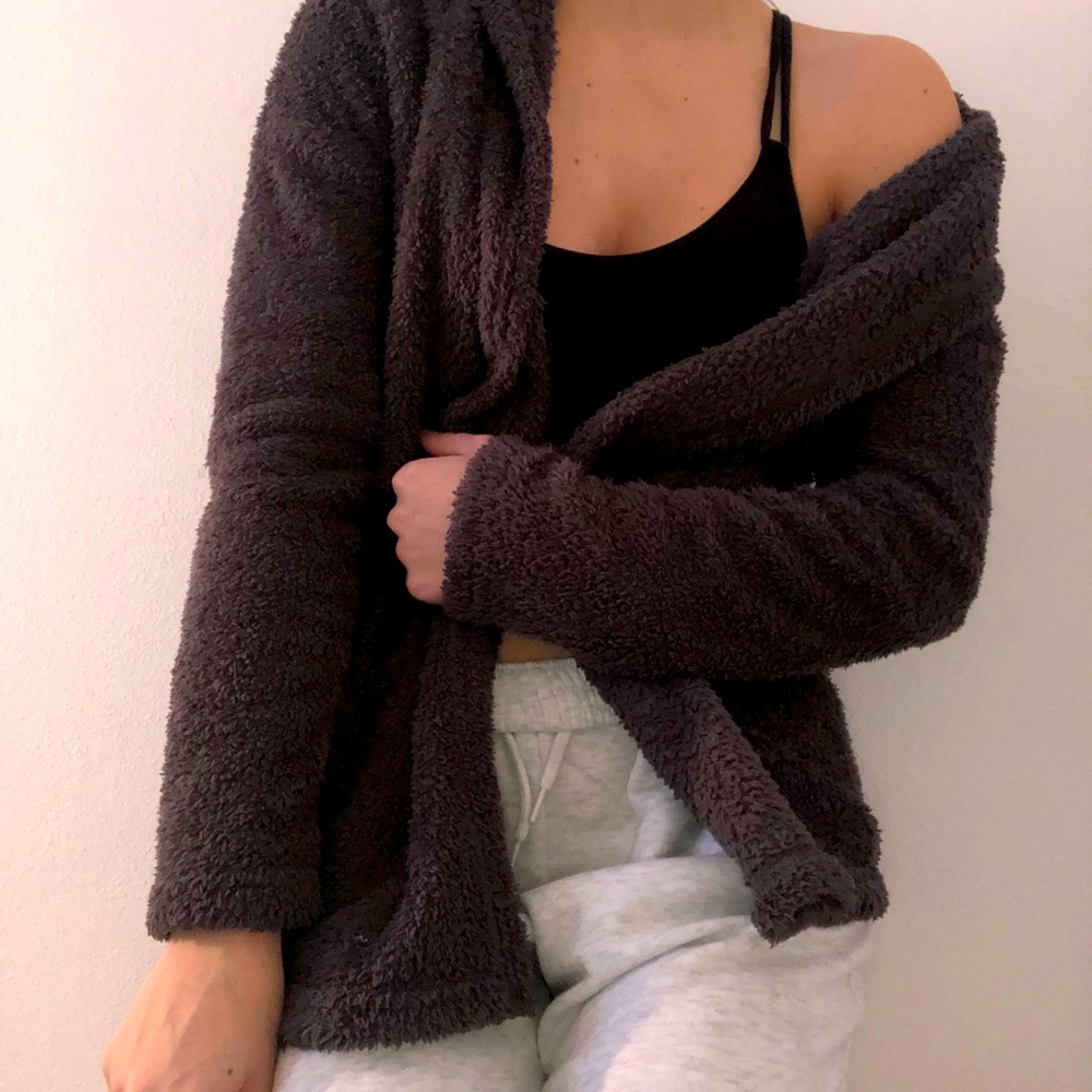 Fluffy gray sweater